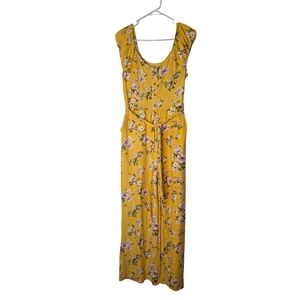 No Boundaries Juniors Kids Yellow Floral Jumpsuit